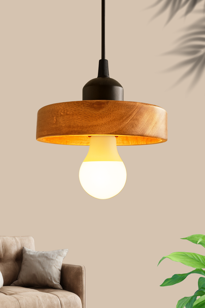 Wooden Ring Dome Hanging Light for Living Room