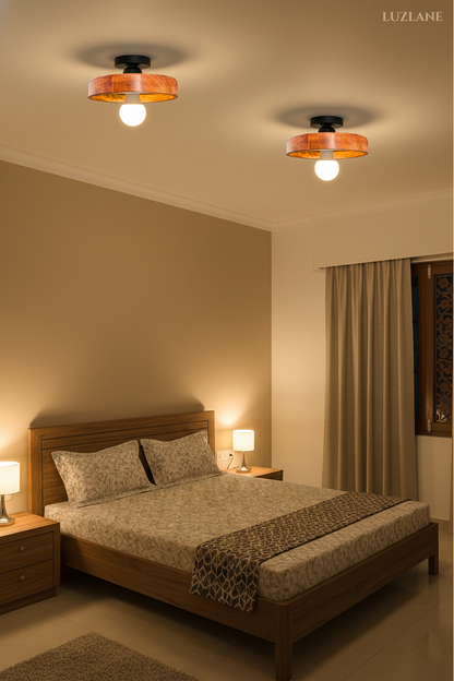 Solid Wood Ceiling Light for Bedroom & Living Room