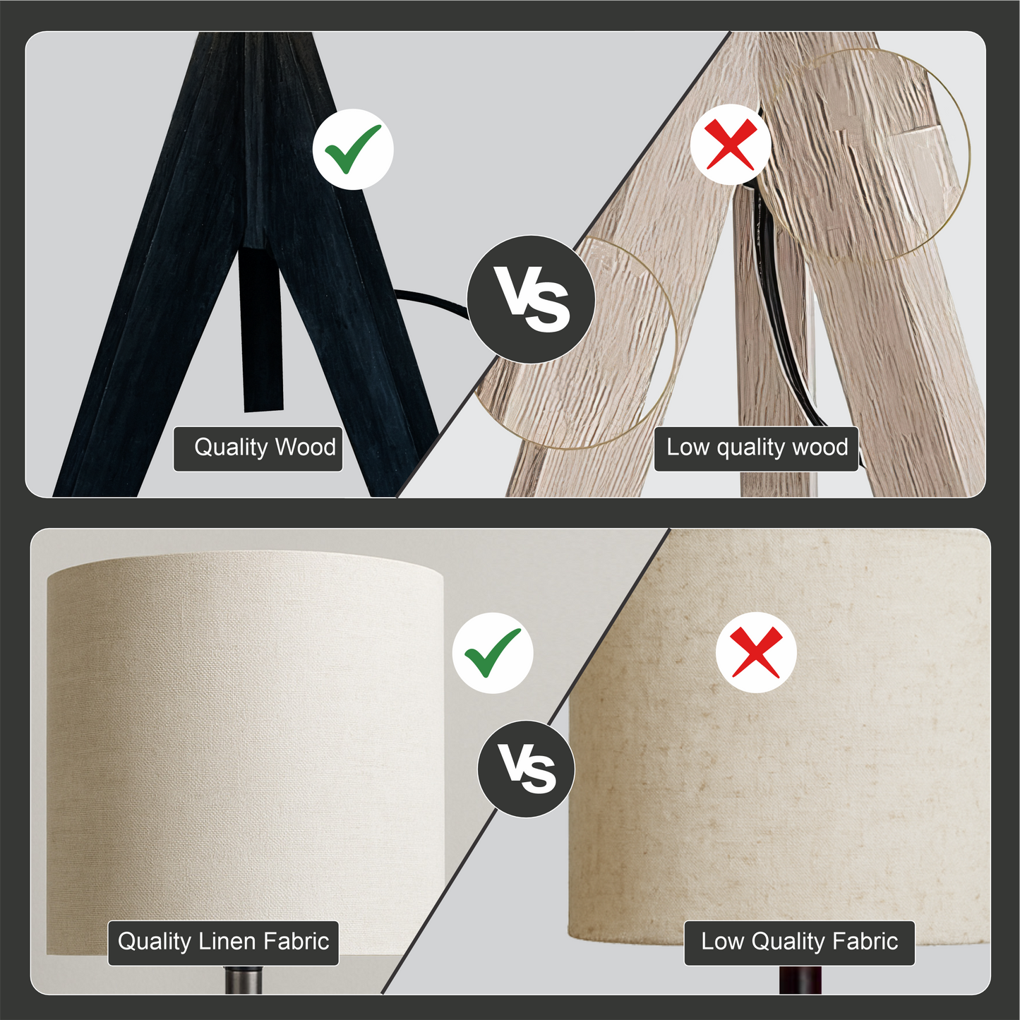 LUZLANE – Rustic Elara Tripod Table Lamp | Linen Shade | (Color- Rustic-White)