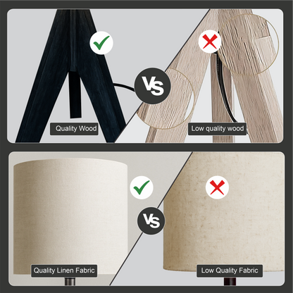 LUZLANE – Rustic Elara Tripod Table Lamp | Linen Shade | (Color- Rustic-White)