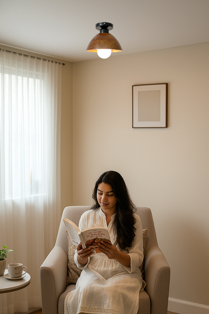 Handmade Wooden Ceiling Light for Bedroom