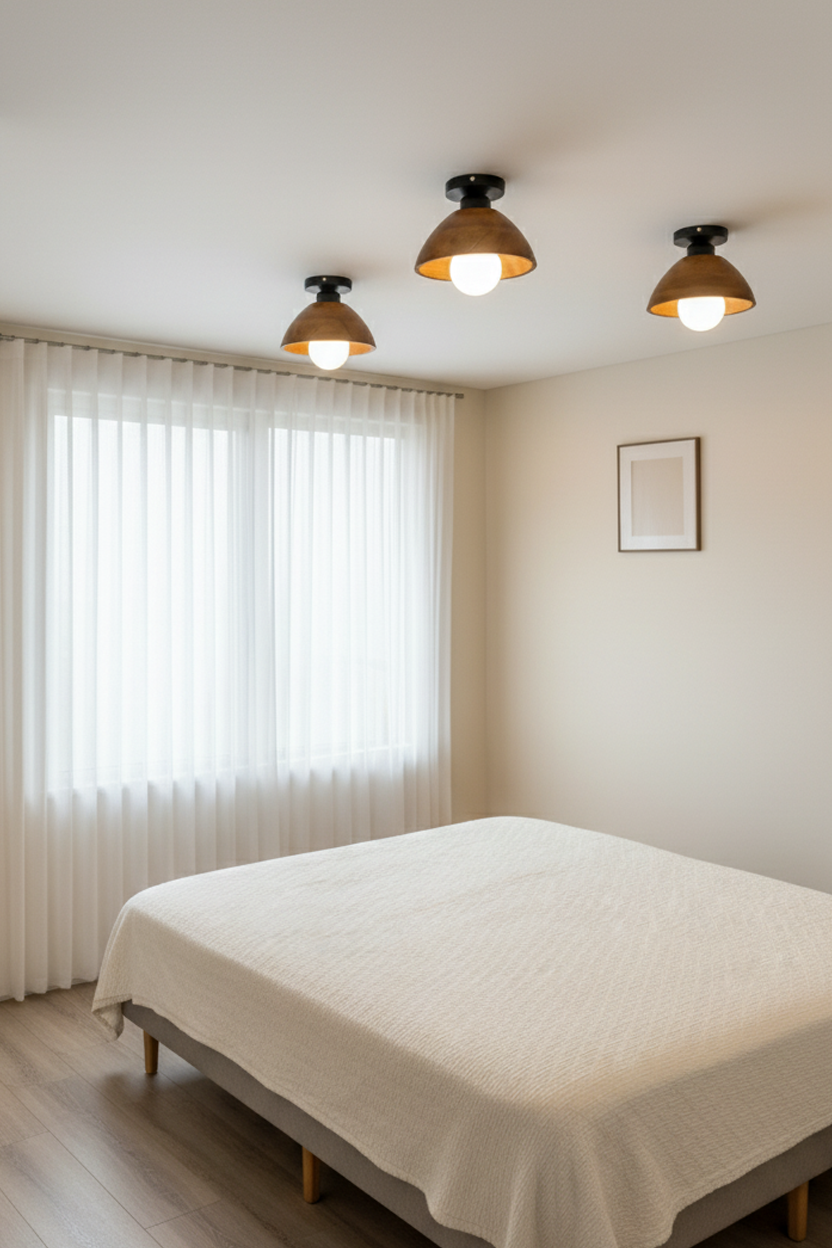 Handmade Wooden Ceiling Light for Bedroom