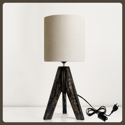 LUZLANE – Antique Elara Tripod Table Lamp | Linen Shade | (Color- Antique-White)