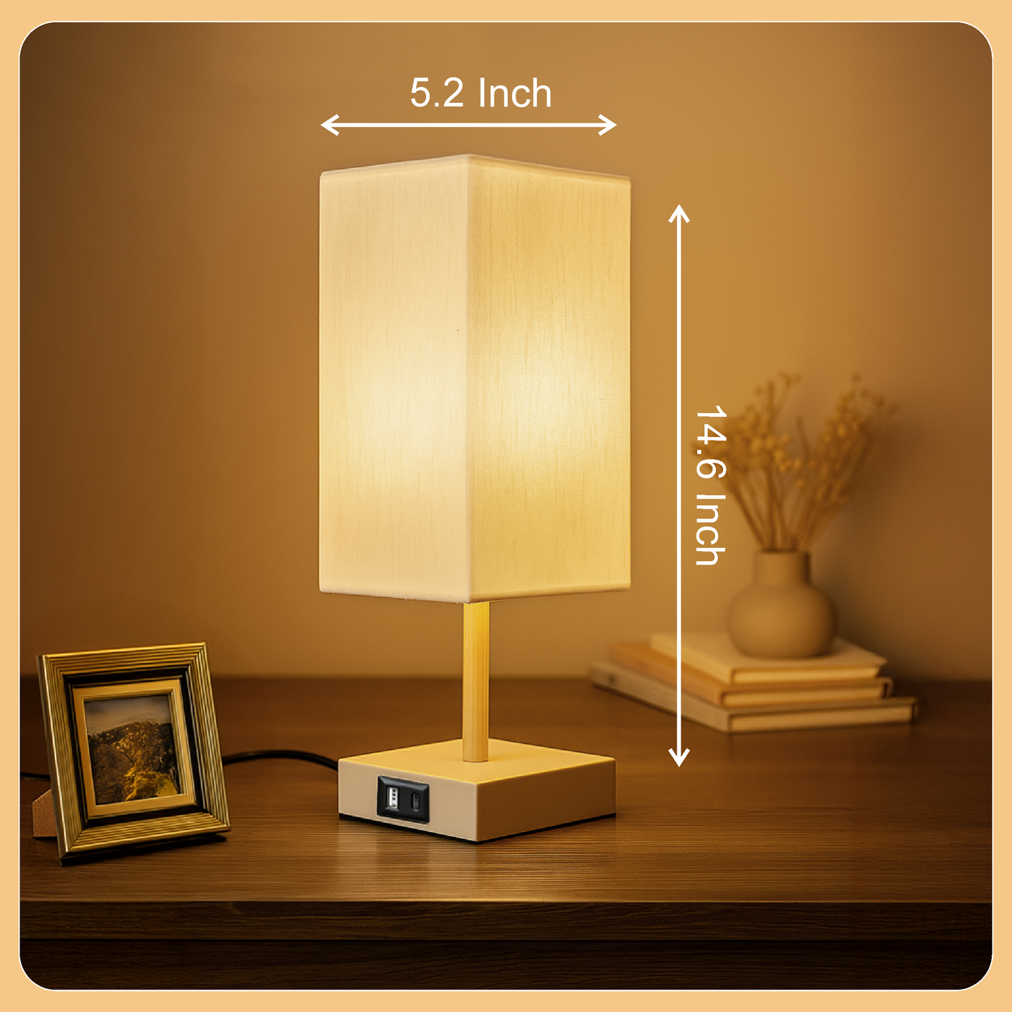 LUZLANE- Auratouch Smart Table Lamp | Linen Shade | (Color- Sand-White)