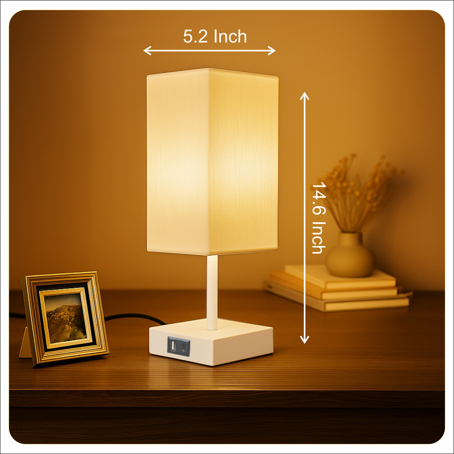 LUZLANE- Auratouch Smart Table Lamp | Linen Shade | (Color- White-White)