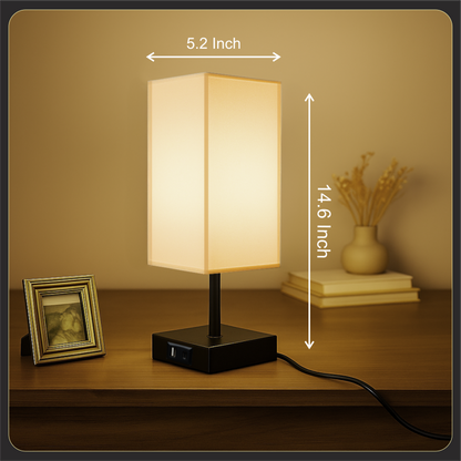 LUZLANE- Auratouch Smart Table Lamp | Linen Shade | (Color- Black-White)