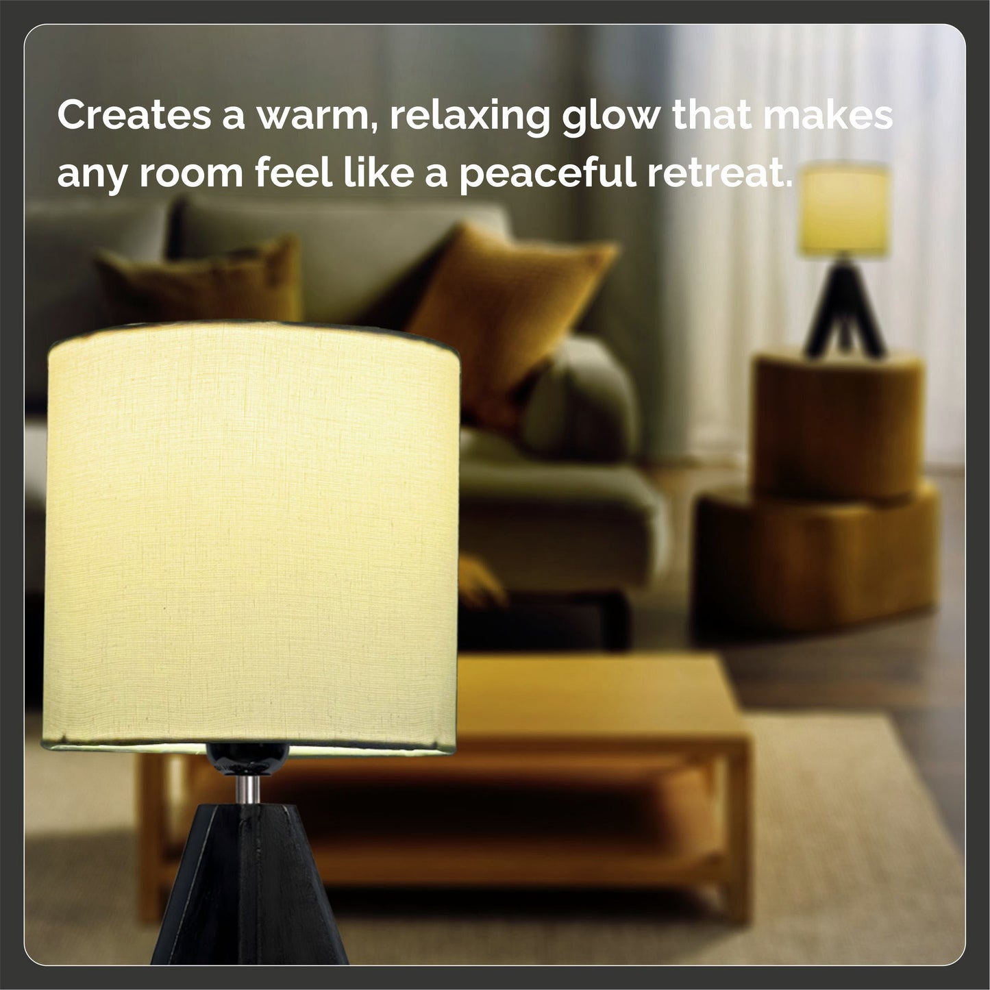 LUZLANE – Rustic Elara Tripod Table Lamp | Linen Shade | (Color- Rustic-White)