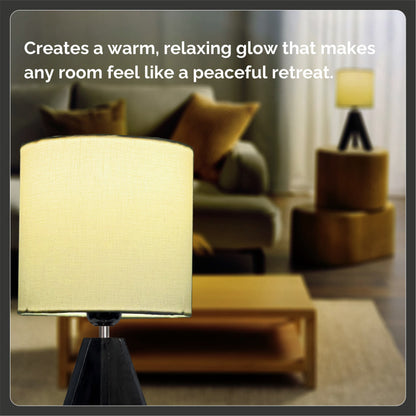 LUZLANE – Rustic Elara Tripod Table Lamp | Linen Shade | (Color- Rustic-White)